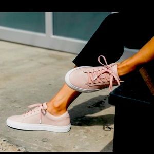 Greats Royale Luxury Italian Women's Low Top Blush Perforated Leather Sneakers